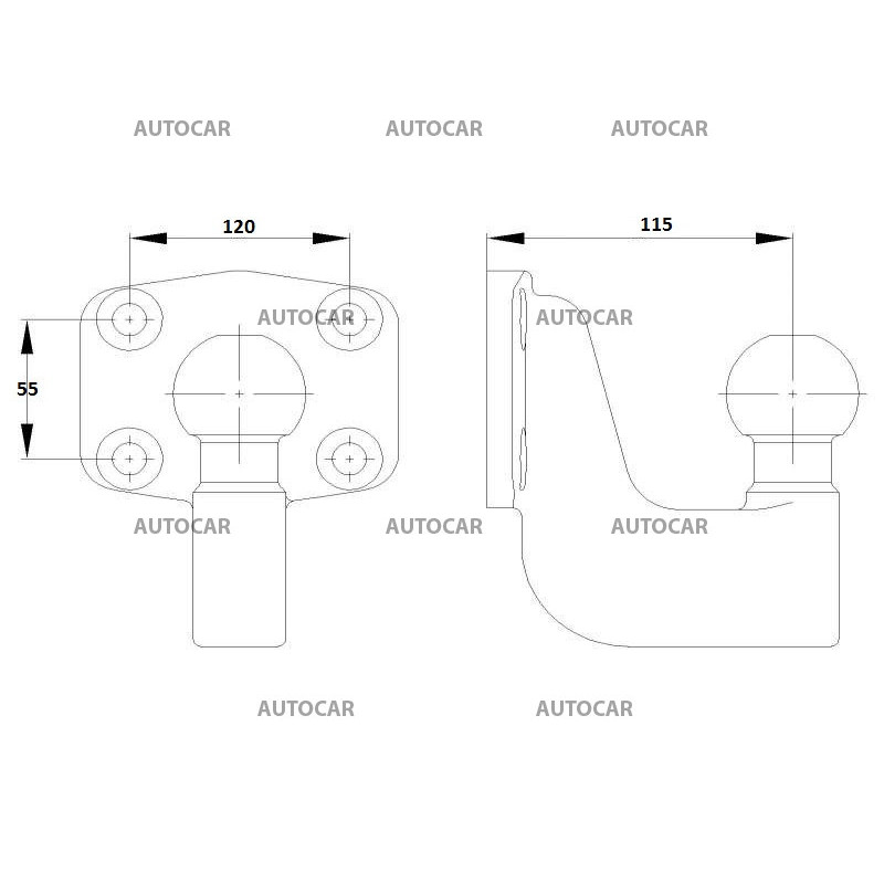 Anhängerkupplung für KAROSA - Rad 700 - 900 - Festeinbau - von 1981