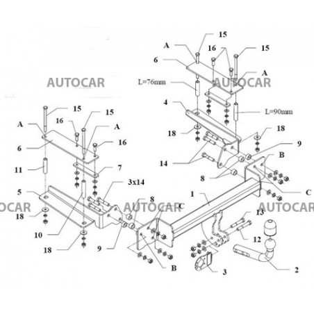 Anhängerkupplung für SX 4 - 4 dv - automat–AHK abnehmbar - von 2007