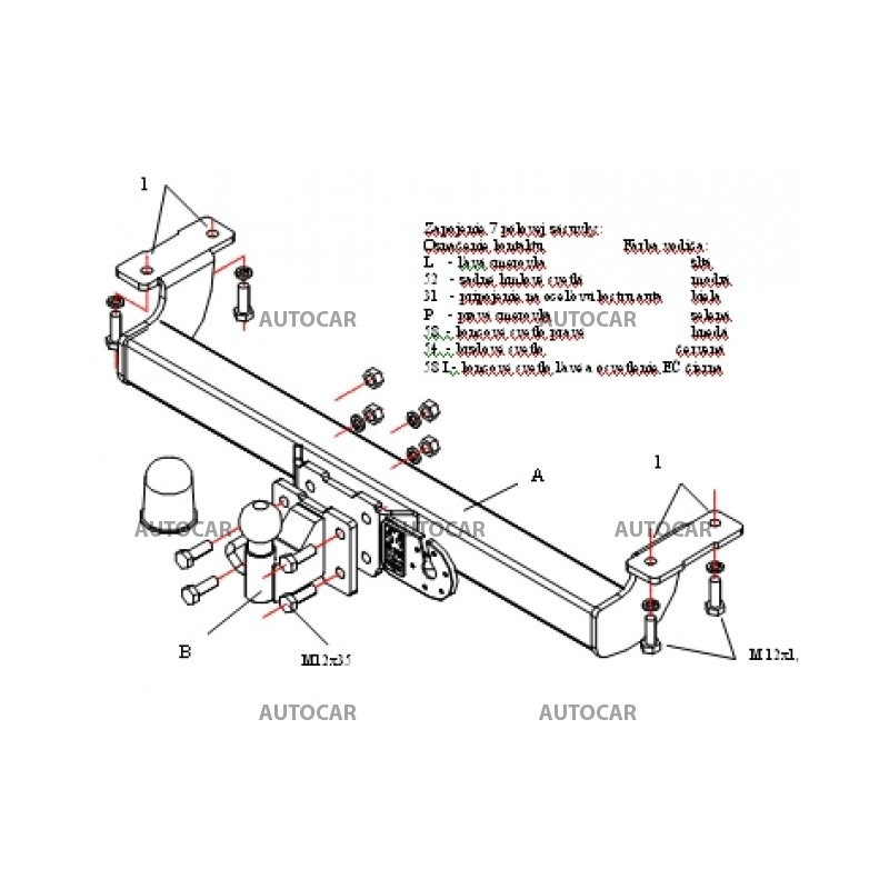 Anhängerkupplung für VITARA - 3-türig, (ET, TA) - starre Anhängerkupplung - von 1988 bis 2001