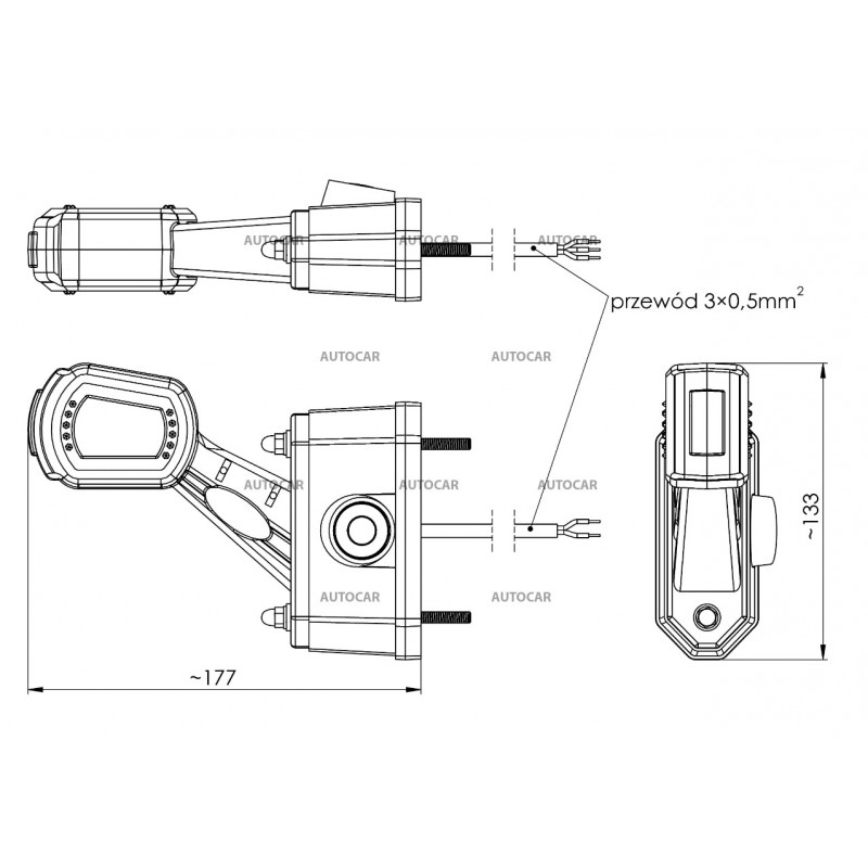 Seitenmarkierungsleuchte mit Rückfahrsensor - links kurz