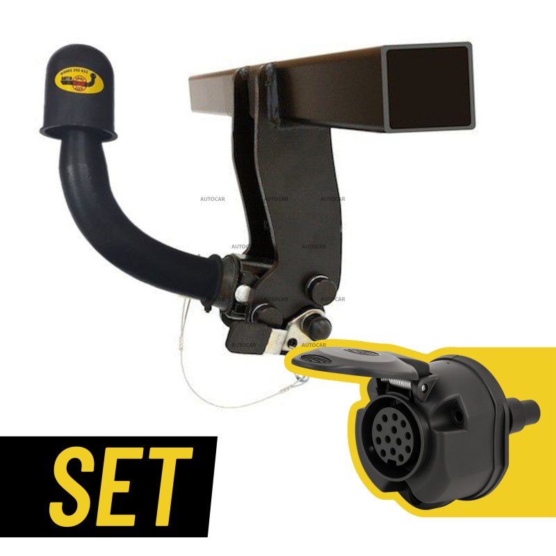 Horizontal abnehmbare Anhängerkupplung mit universeller 13/8-poliger E-Satz für Skoda OCTAVIA II.