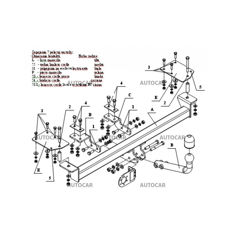Anhängerkupplung für BRAVA - 5-türig, (182) - manuell–AHK starr - von 1995 bis 2001