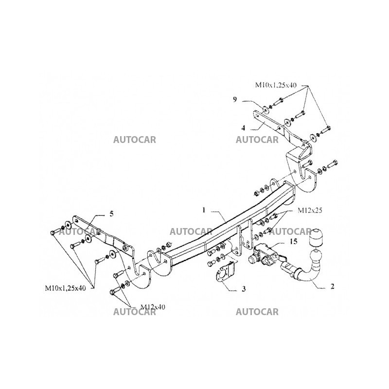 Anhängerkupplung für YARIS - 3/5-türig, ( P 90 ) - automat–AHK abnehmbar - von 2005 bis 2008
