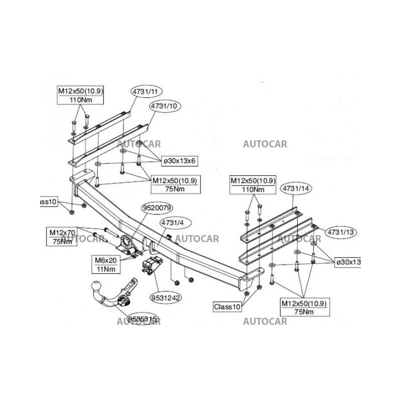 Anhängerkupplung für VOYAGER - Swivel n go - automat–AHK abnehmbar - von 2008