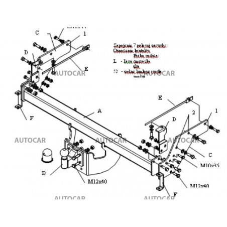 Anhängerkupplung für RANGER (2/4 WD) - výškovo polohovat. guľa - starre Anhängerkupplung - von 1999aj2006 Anhängerkupplung für RANGER (2/4 WD) - výškovo polohovat. guľa - starre Anhängerkupplung - von 1999aj2006