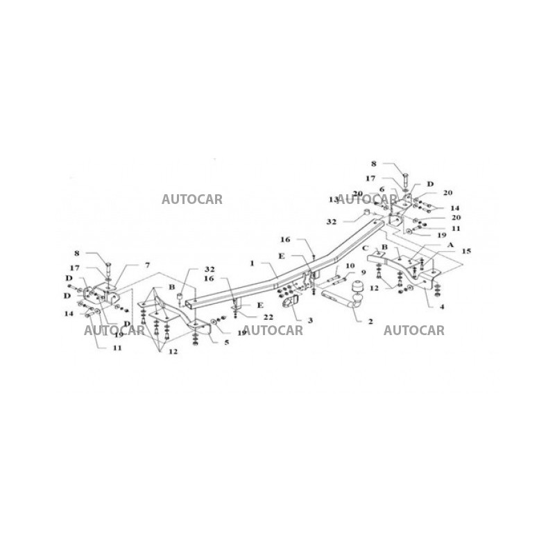 Anhängerkupplung für CARNIVAL - VAN MB - manuell–AHK starr - von 2006