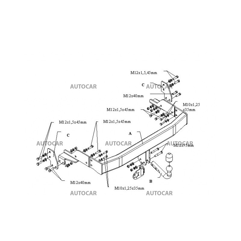 Anhängerkupplung für SORENTO - 5-türig (JC) - manuell–AHK starr - von 2002 bis 2006