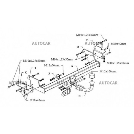 Anhängerkupplung für LANCER - Combi (JT45, CS3) - automat–AHK abnehmbar - von 2003/06 bis 2007