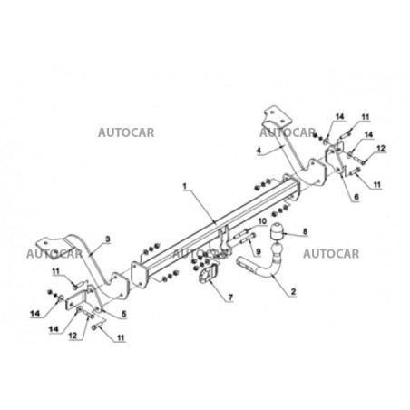 Anhängerkupplung für seria 3 - 4 dv E 90 Touring, combi E 91 - manuell–AHK starr - von 2005 Anhängerkupplung für seria 3 - 4 dv E 90 Touring, combi E 91 - manuell–AHK starr - von 2005